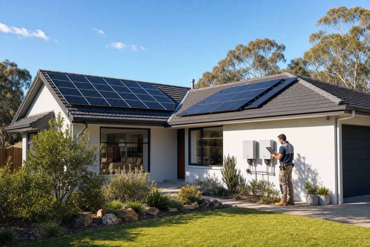 Rooftop solar panels connected to inverter equipment for a quote comparison guide
